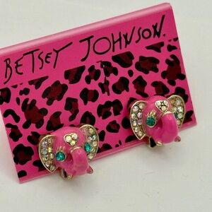 Betsey Johnson Vibrant Pink Elephant Studs